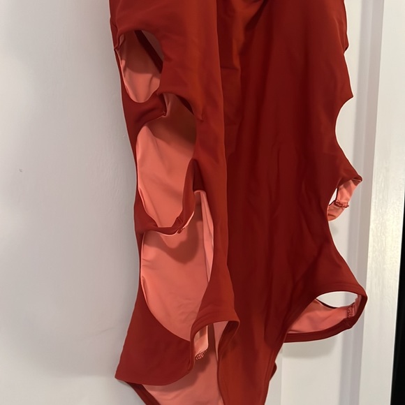 aerie Salmon One-Piece Bathing Suit with Side Cut-outs — Size M - Picture 2 of 6